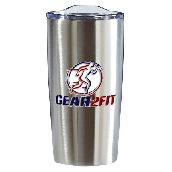 GEAR2FIT® BRAND FLG Perfect Line Silver Stainless-Steel Tumbler — 20 oz.