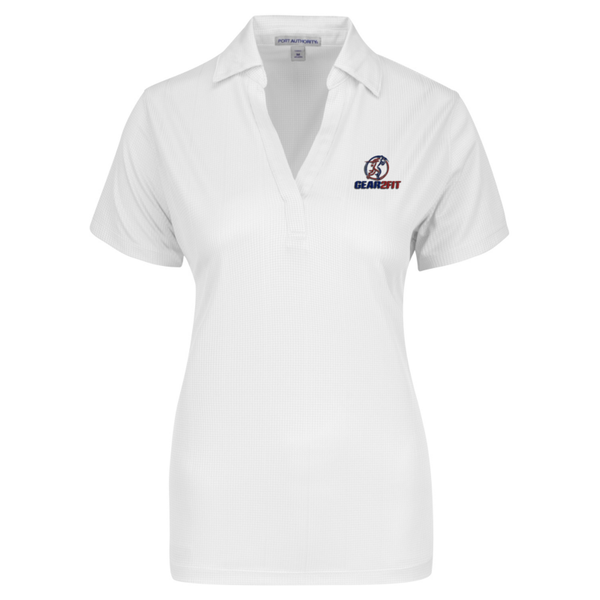 GEAR2FIT® BRAND Ladies Performances Fine Jacquard Polo White