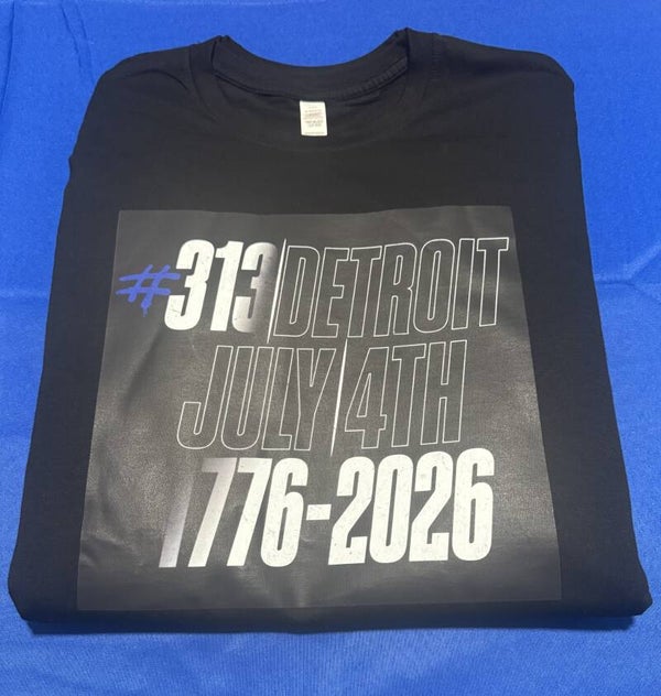 GEAR2FIT® FLG - #313 DETROIT T-SHIRT BLACK 100% COTTON SIZE L