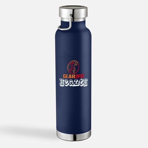 GEAR2FIT® Blue Stainless-Steel Widemouth Insulated Bottle - 22oz