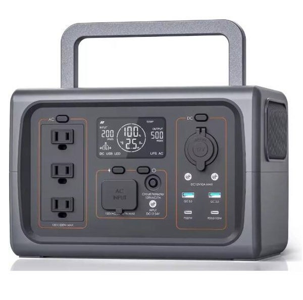 500W LiFePO4 Portable Power Station, 512Wh Solar Generator with UPS Function, 2.5 Hours Fast Charging, 160000mAh, Home Use, No Solar Panel