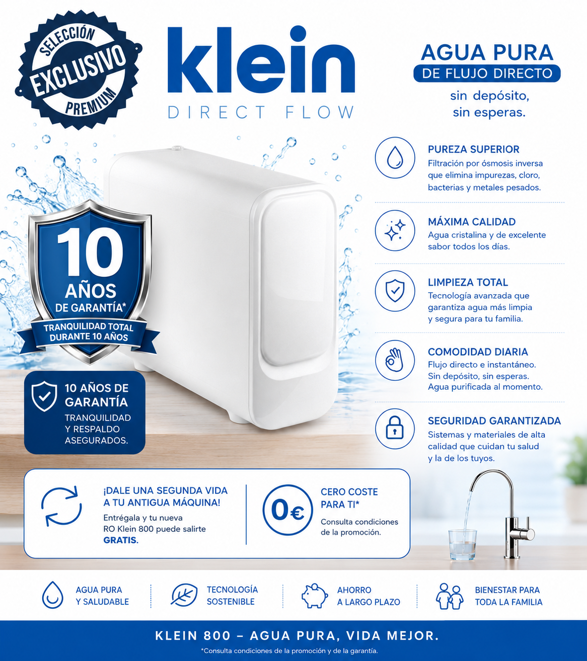 Ósmosis Klein 800G Flujo Directo