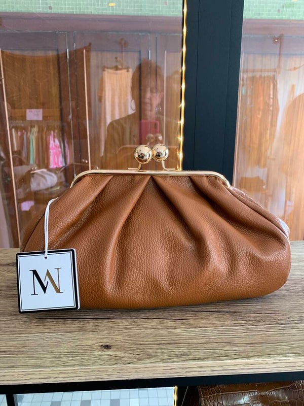 Handtas leder camel Mondieux Madame