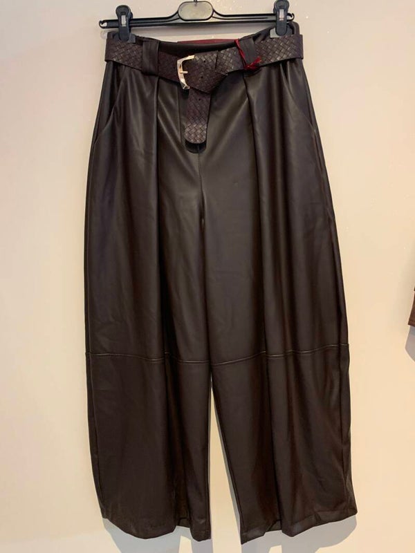 Broek namaak leder bruin 7/8