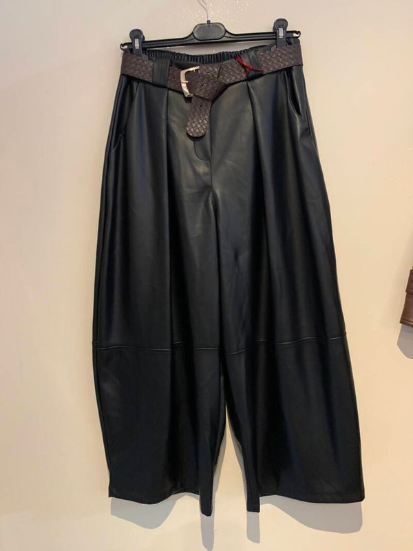 Broek namaak leder zwart 7/8