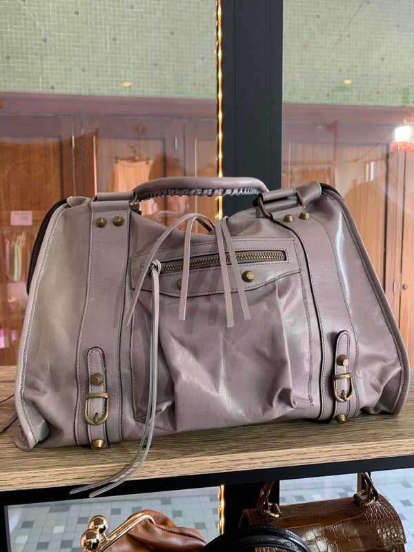Handtas leder grijs