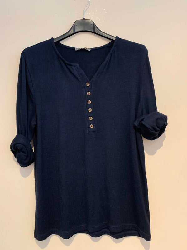 T shirt lange mouw donkerblauw