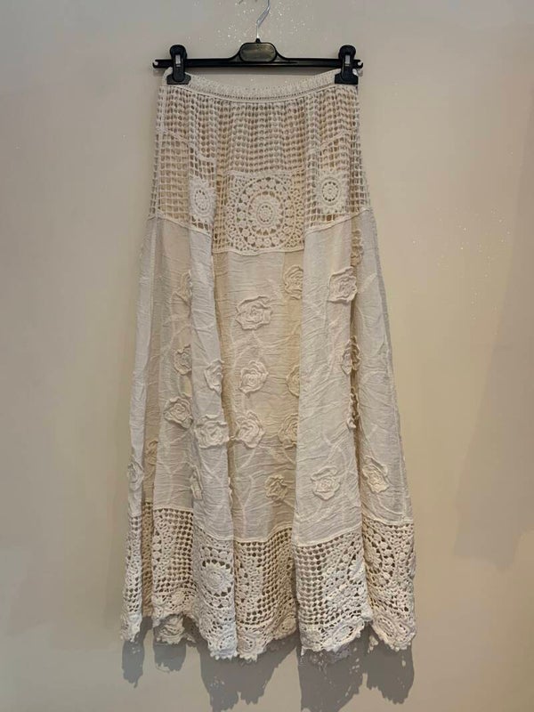 Rok crochet beige