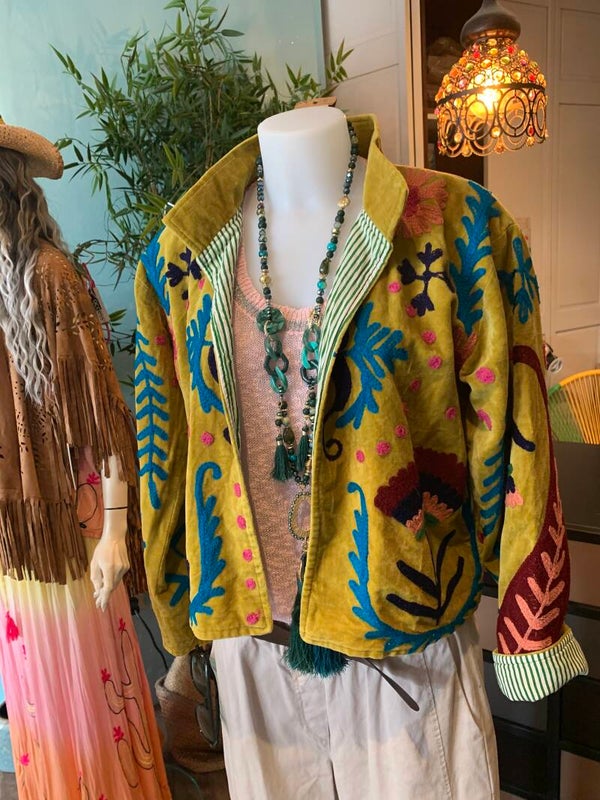 Vest broderie lichte velvet