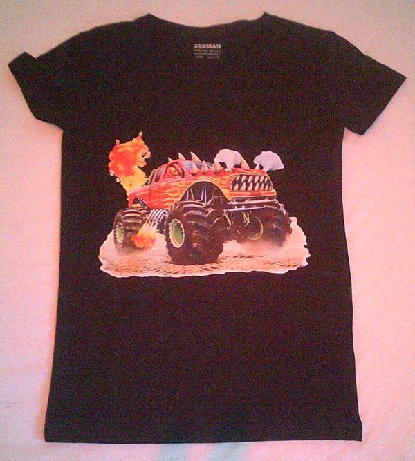 zwart shirt met monster truck