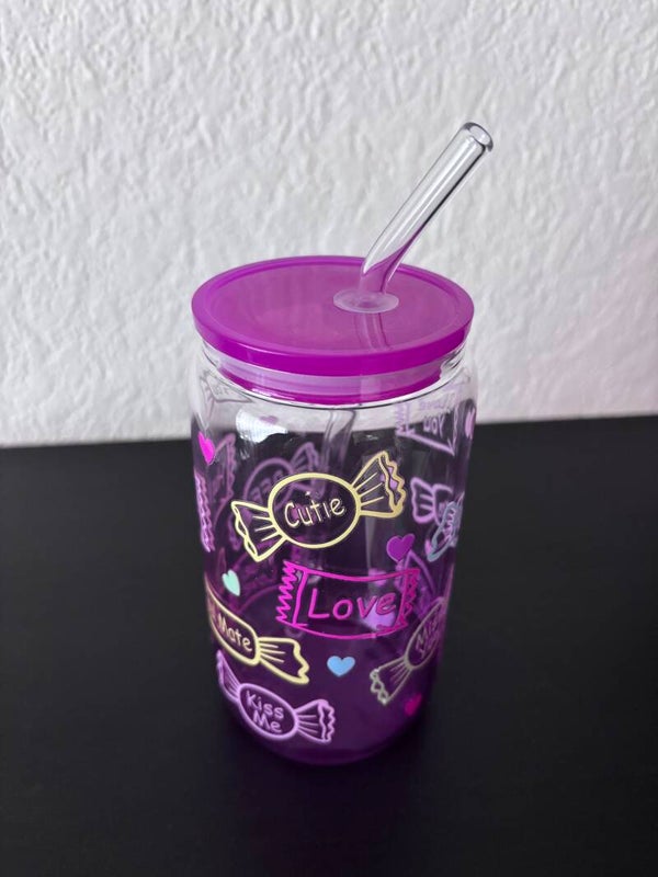 Candy Love Beker – Herbruikbare Drinkbeker met Rietje