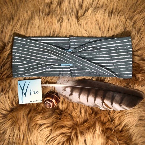 Stirnband Vorne verdreht rauchmint / weiss