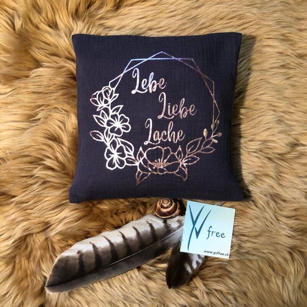 Traubenkernen Kissen Lebe Liebe Lache