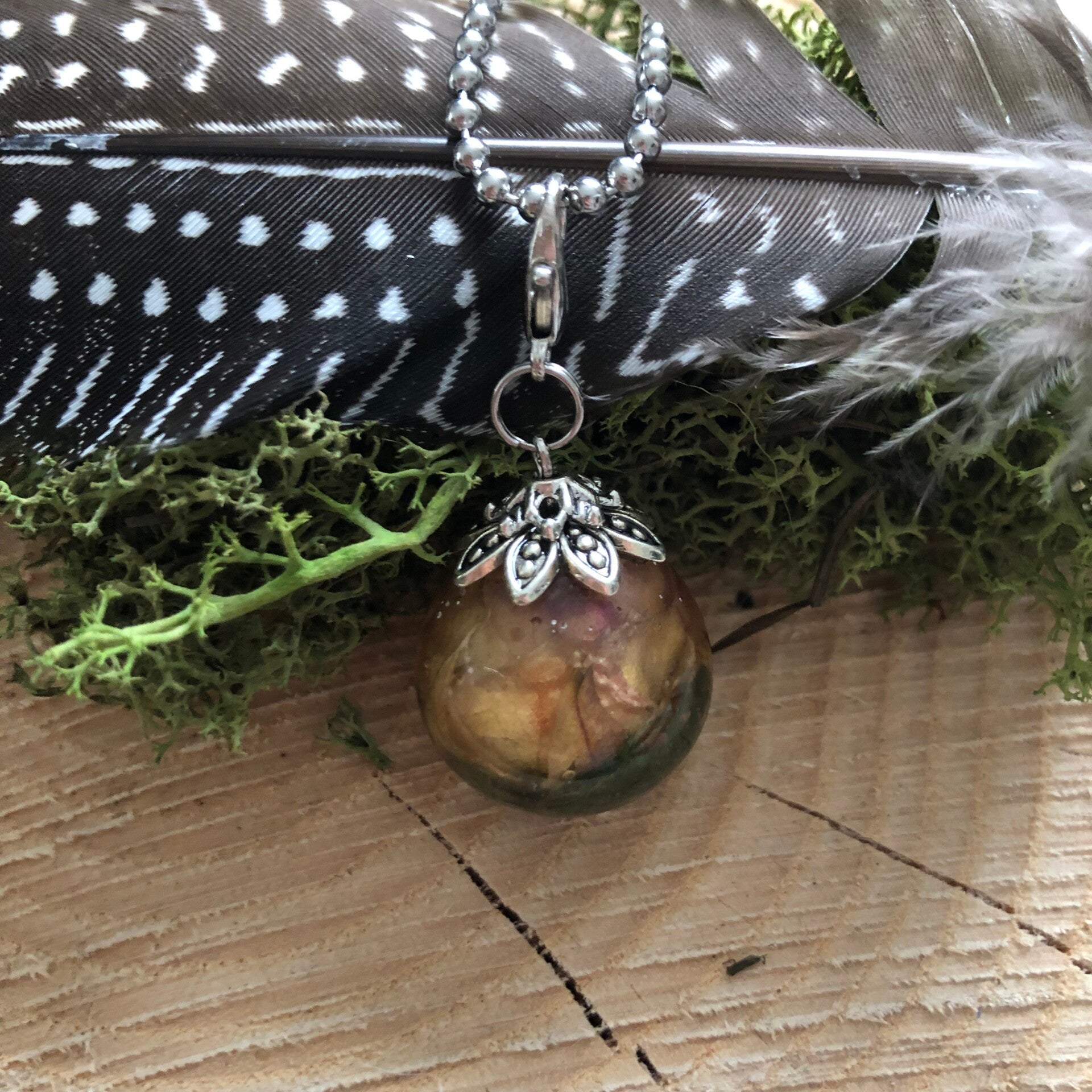 Kugel-Anhänger Rosenkopf/Moos (1) 2cm Durchmesser