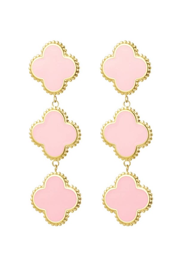 Earrings - Clovers pink