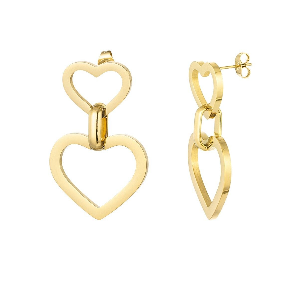 Earrings - Hearts with link