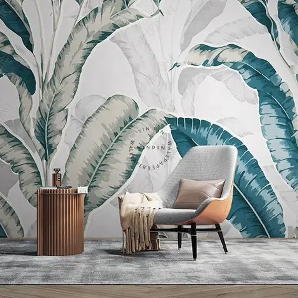 Blue & White Leaves Peel & Stick Wallpaper (45 sq ft)