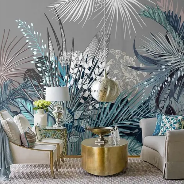 Blue Leaves Peel & Stick Wallpaper (45 sq ft)