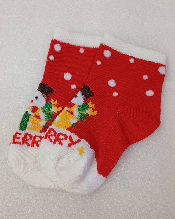 XS Chaussettes bonhomme de neige rouge