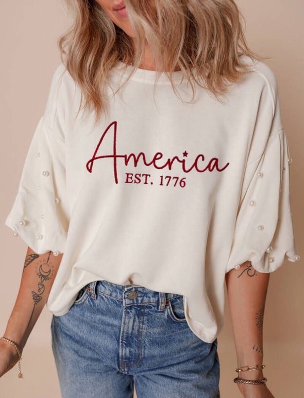 American Embroidered Pearl Shirt