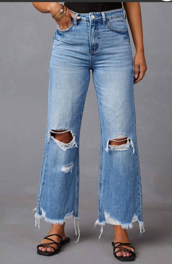 Distressed Wide Leg Jeans
