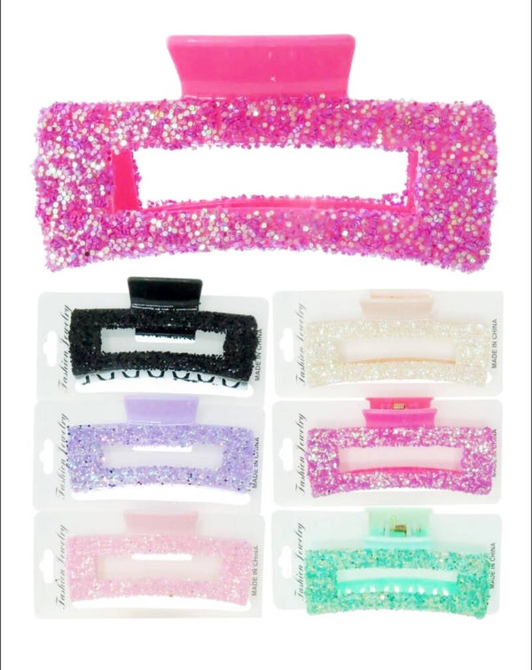 Glitter Wide Block Hair Clip