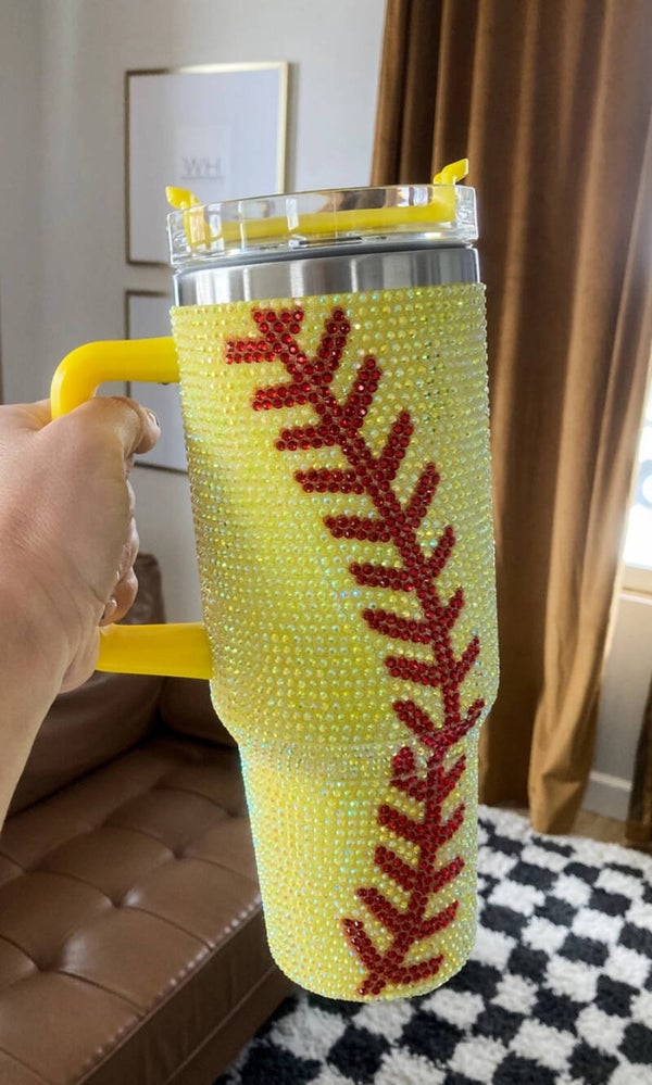 40oz Rhinestone Softball Tumbler