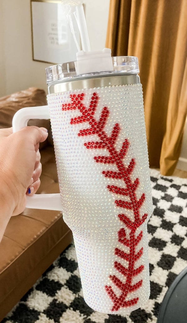 40oz Rhinestone Baseball Tumbler