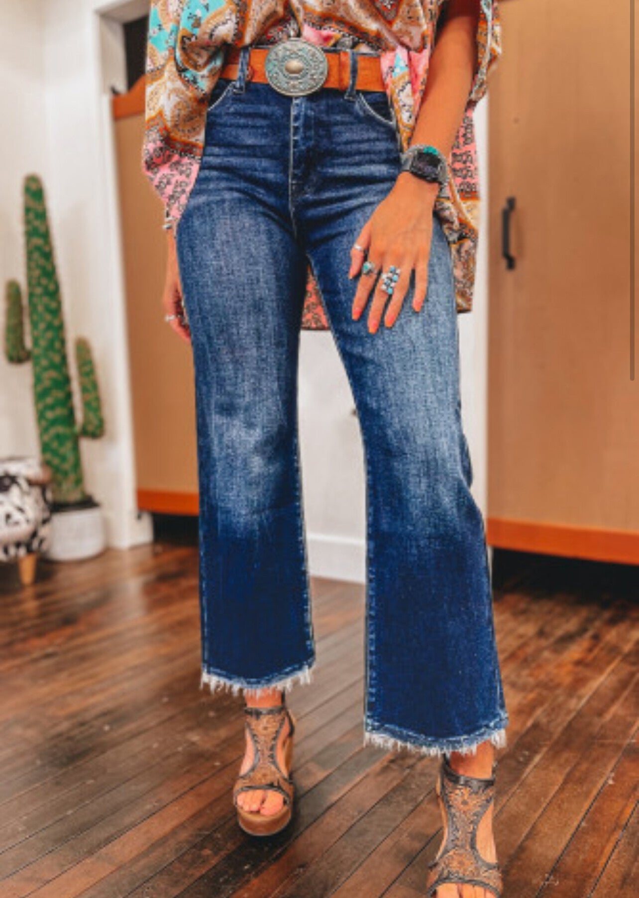 Raw Hem High Waist Flared Jeans