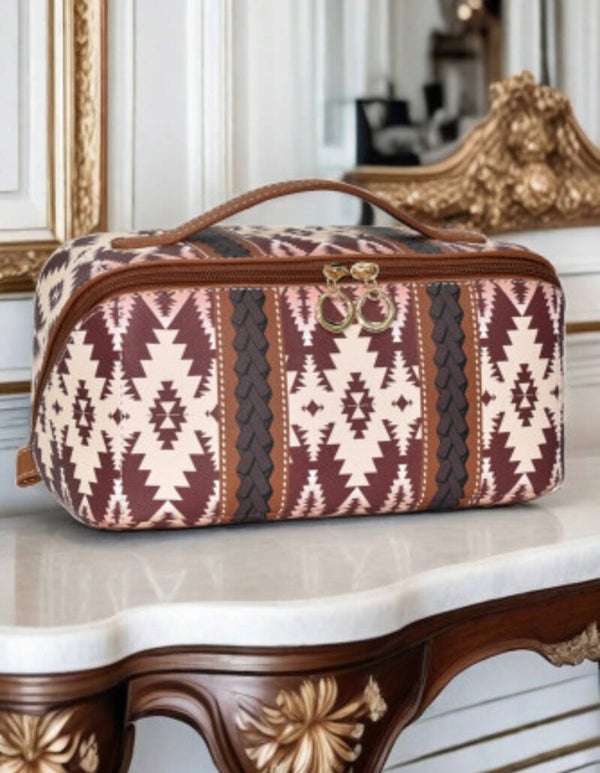 Geometric Braided Print Makeup Bag