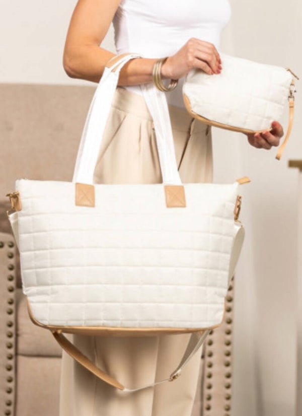 3pc Quilted Patchwork Tote Bag