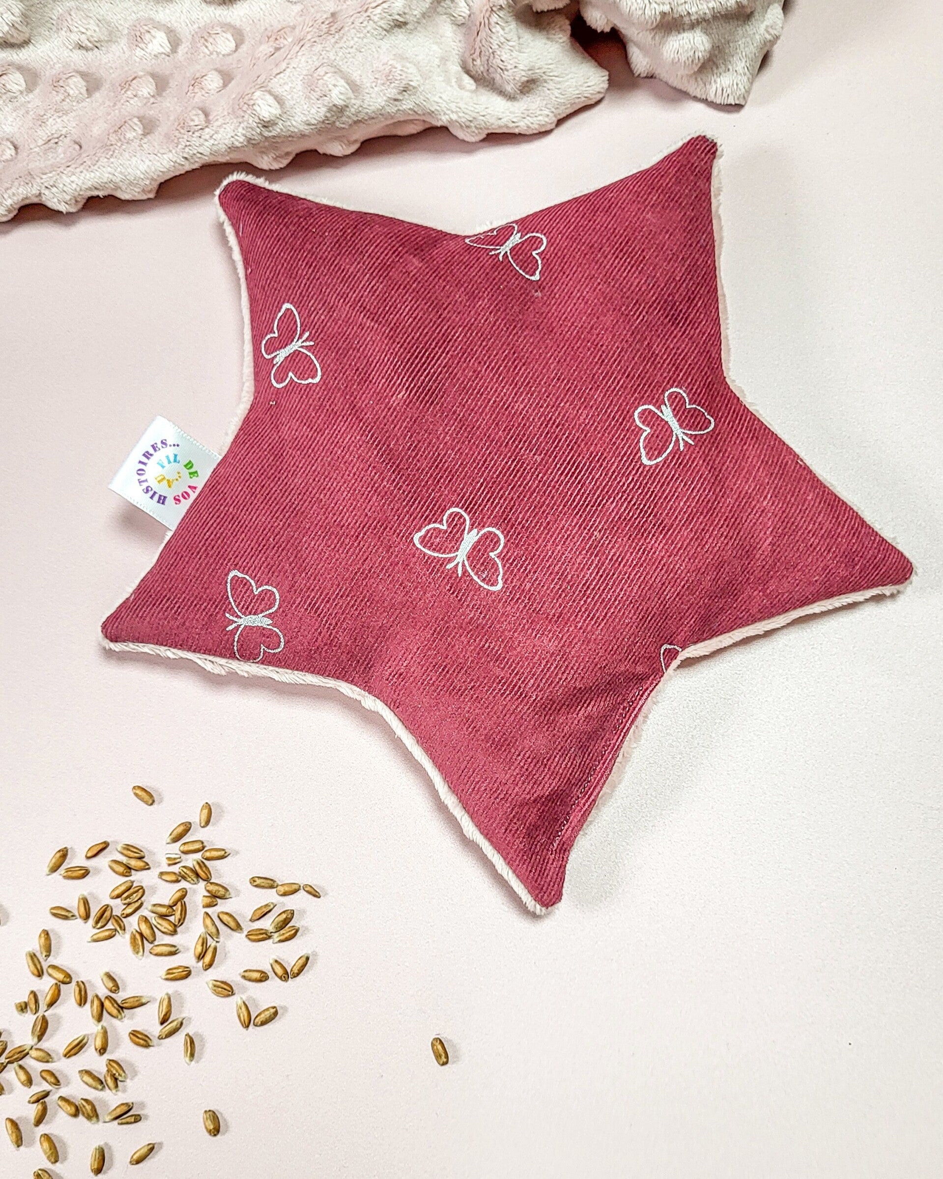 Bouillotte sèche étoile - papillon velours