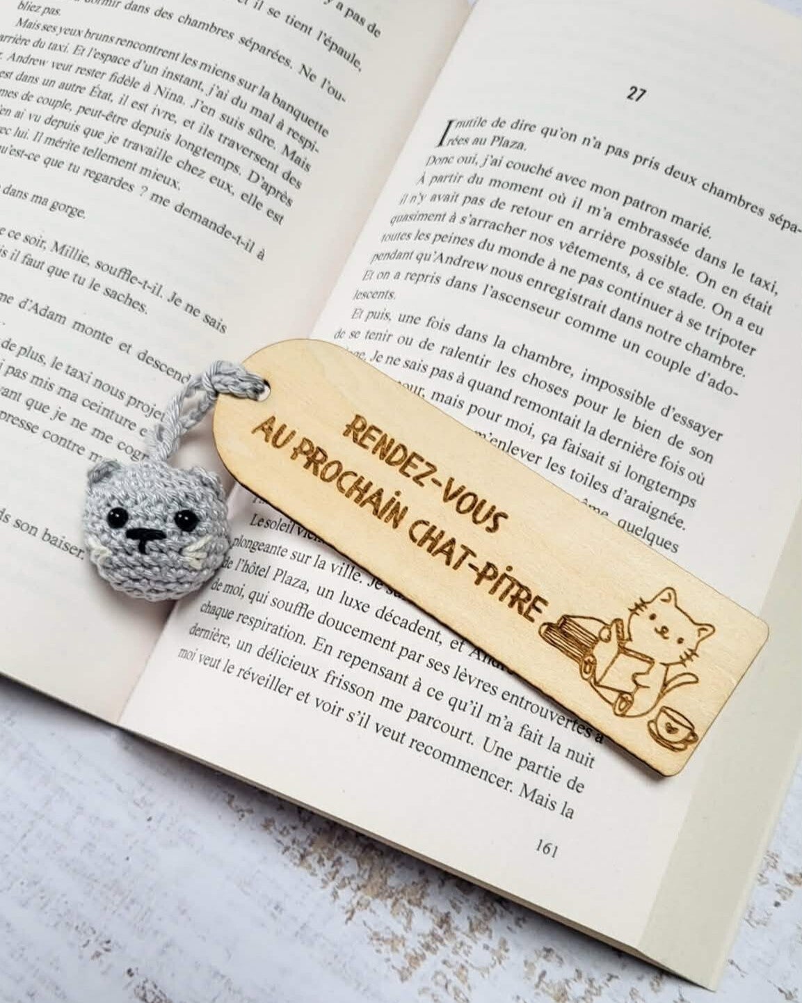 Marque-page crochet - Chat-pitre