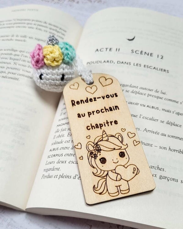Petit marque-page crochet - Licorne