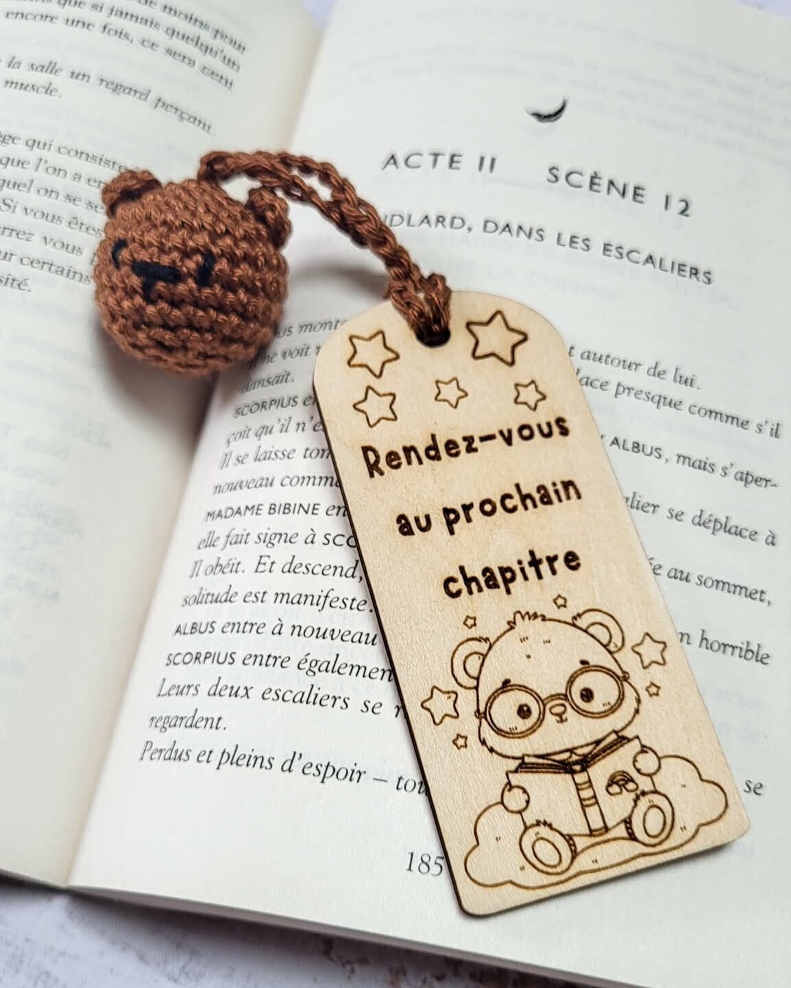 Petit marque-page crochet - Ours