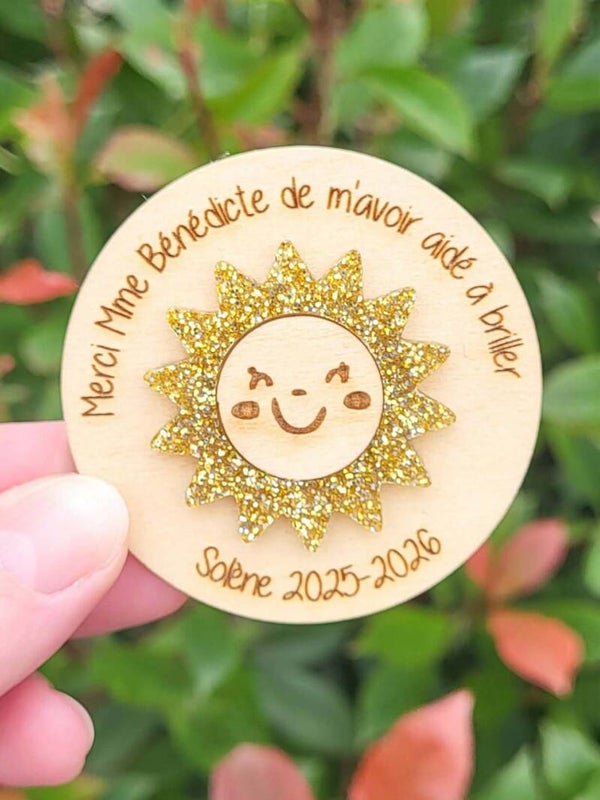 Aimant soleil personnalisé – Merci de m'avoir aidé à briller