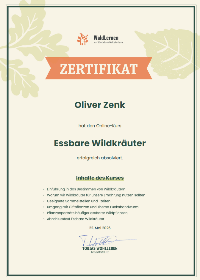 Zertifikat Wildkräuter
