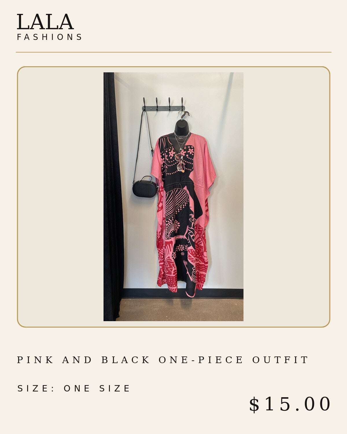 Pink and black one piece