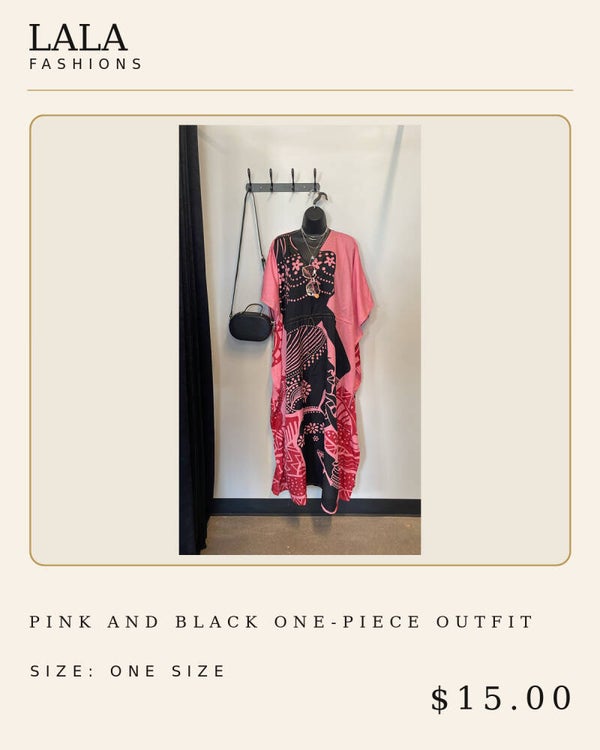 Pink and black one piece
