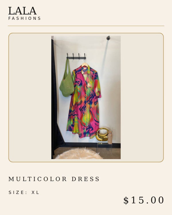 Multicolor-dress w/short sleeves