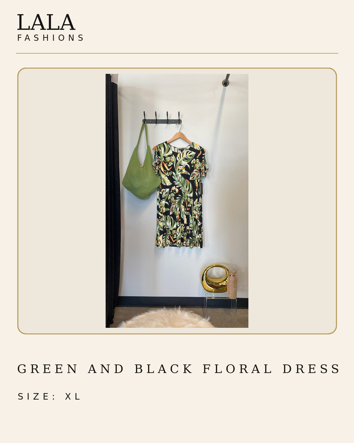 Green-and-black-floral-dress
