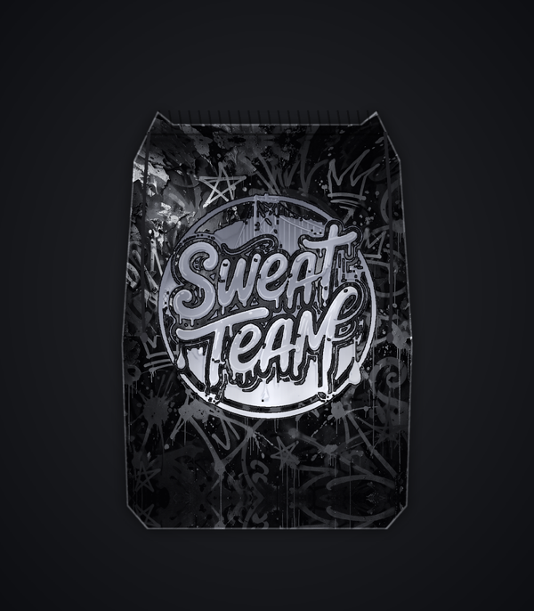Sweat Team Drawstring Bag - Silver & Black