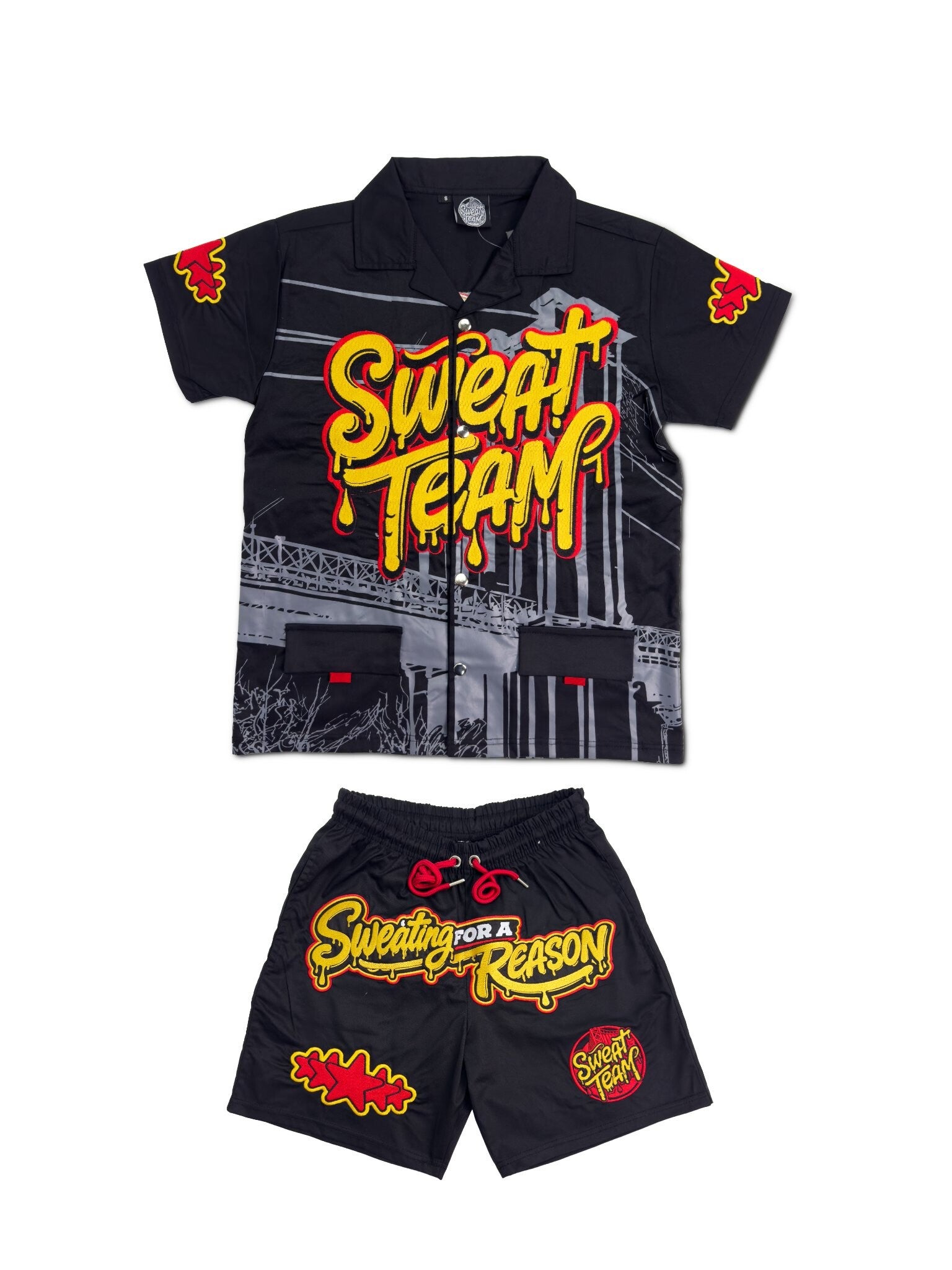 MEN'S SWEAT TEAM TWO-PIECE SET - BLACK (PRE-ORDER)