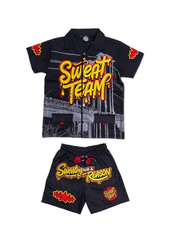 MEN'S SWEAT TEAM TWO-PIECE SET - BLACK (PRE-ORDER)