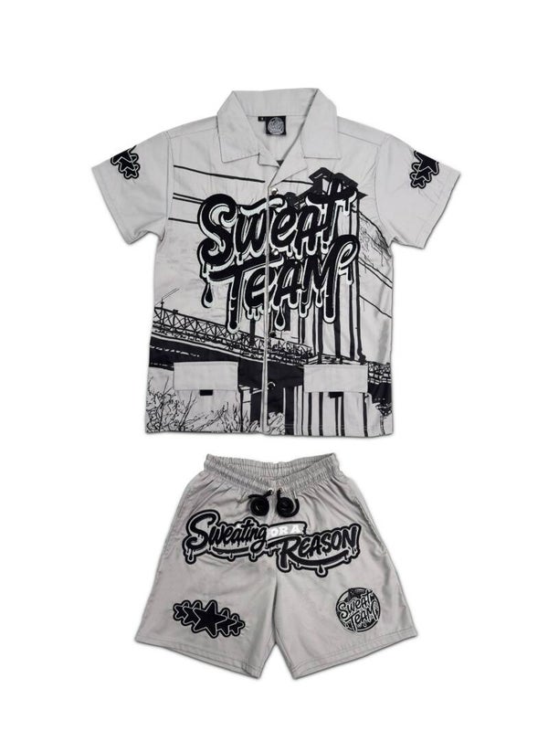 MEN'S SWEAT TEAM TWO-PIECE SET - GRAY (PRE-ORDER)