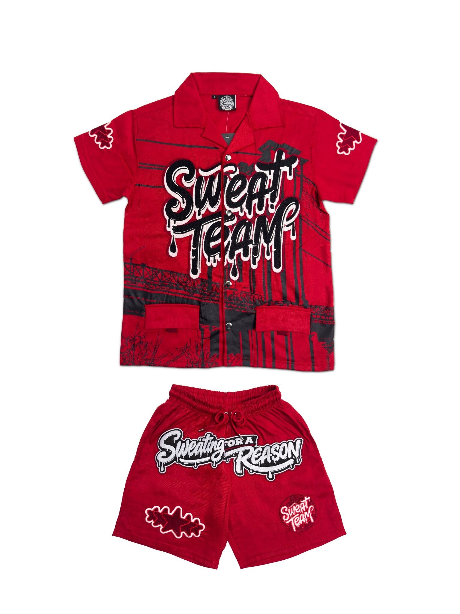 MEN'S SWEAT TEAM TWO-PIECE SET - RED (PRE-ORDER)
