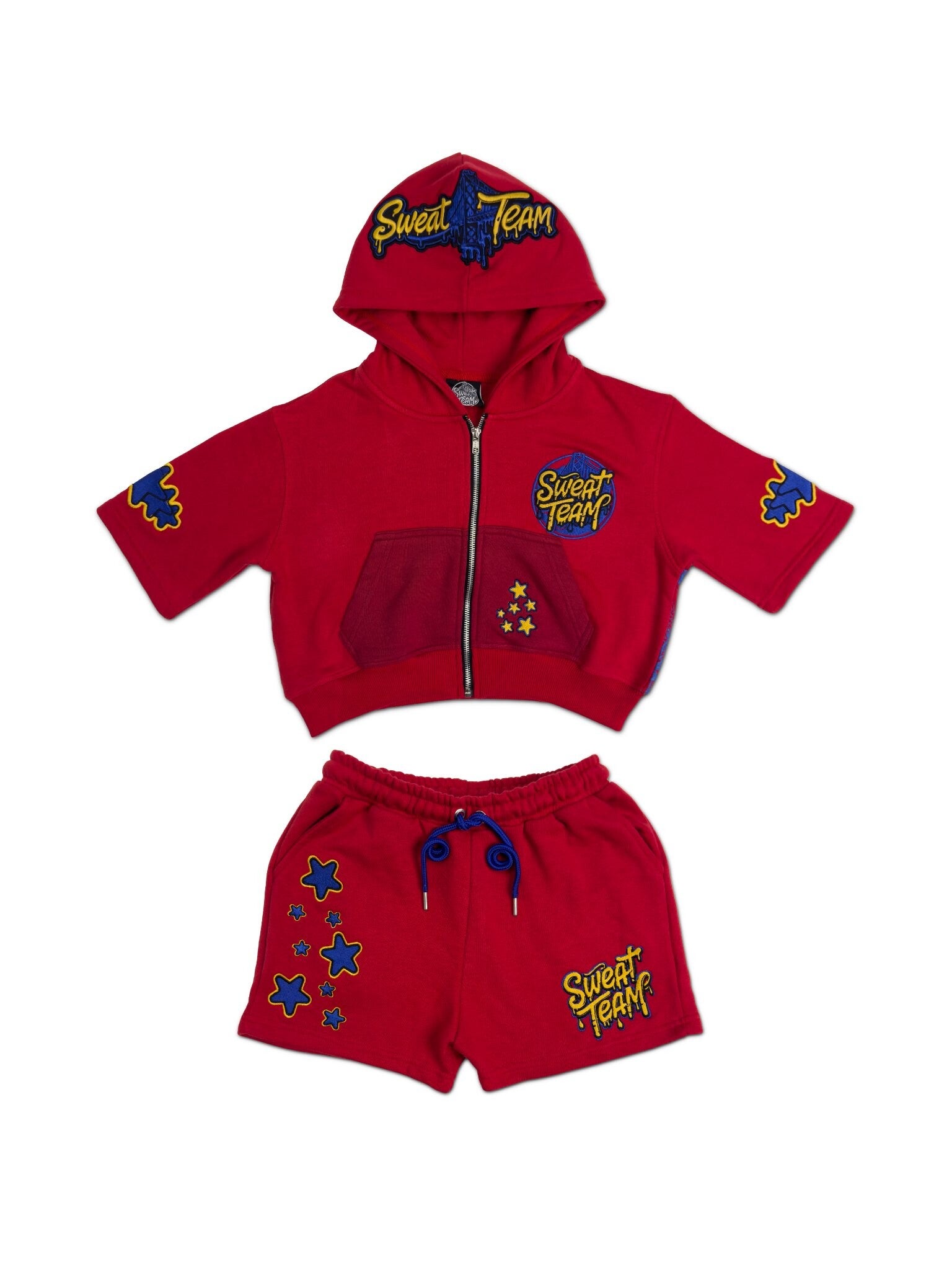 WOMEN'S SWEAT TEAM SHORT SET - RED/BLUE (PRE-ORDER)
