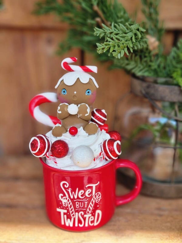 Weihnachts Dekoration  Candy Canes meets Gingerbread Keramik Becher.