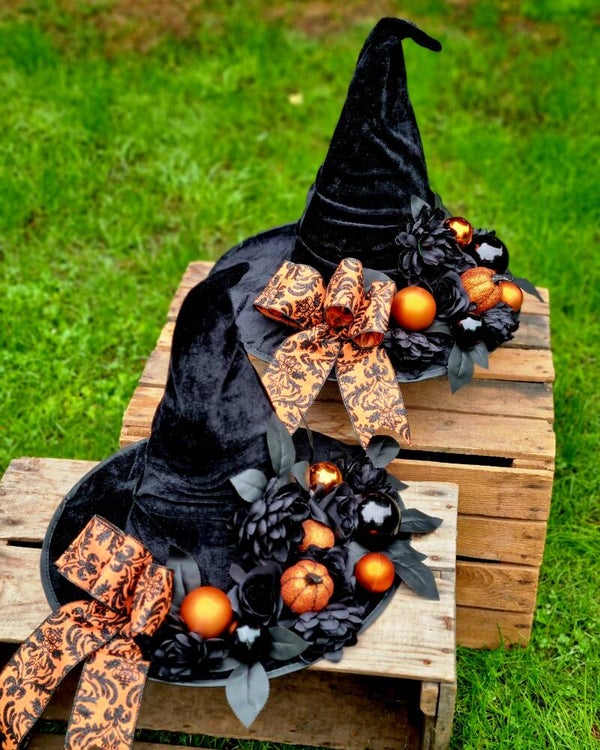 Hexen Hut Gesteck, Halloween Dekoration.