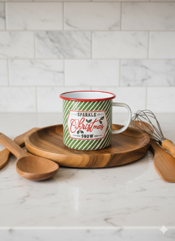 Weihnachts Emaille Becher.